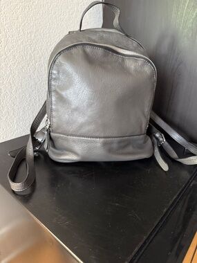 Black Leather Mini Backpack